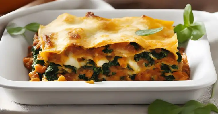 Pumpkin--spinach-and-lentil-lasagne